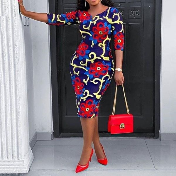 african fashion plus size oversized 2xl floral print bodycon dress office ladies elegant vintage dress party mid robe 2020, Black;gray 
african fashion plus size oversized 2xl floral print bodycon dress office ladies elegant vintage dress party mid robe 2020, Black;gray