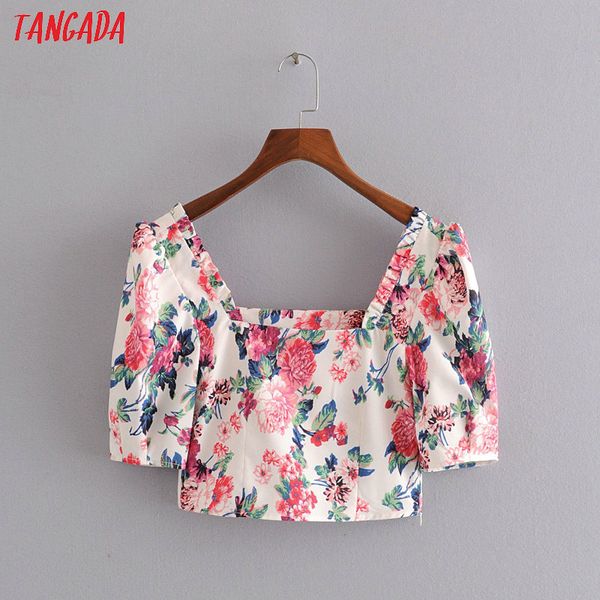 tangada women retro floral print crop blouse square collar short sleeve 2020 chic female summer shirt 3h450, White
tangada women retro floral print crop blouse square collar short sleeve 2020 chic female summer shirt 3h450, White