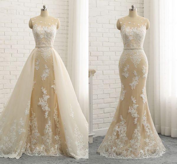 detachable train wedding dresses champagne ivory color pearls sashes lace applique sheer neck wedding dress bridal gowns fashion 2019, White
detachable train wedding dresses champagne ivory color pearls sashes lace applique sheer neck wedding dress bridal gowns fashion 2019, White