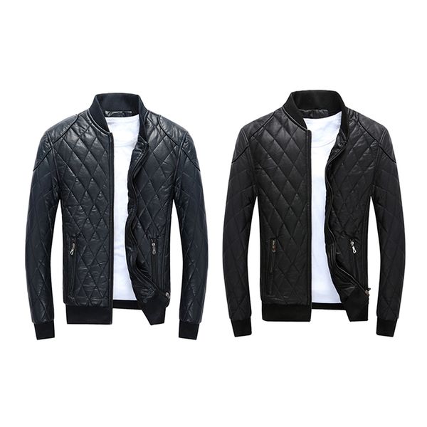 men's jackets winter men solid color pockets coats males stand collar outerwear patchwork argyle warm pu, Black;brown
men's jackets winter men solid color pockets coats males stand collar outerwear patchwork argyle warm pu, Black;brown