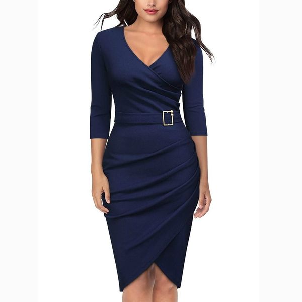 women's vintage v neck cross irregular hem 3/4 sleeve cocktail party dress 2019 women dress female, Black;gray
women's vintage v neck cross irregular hem 3/4 sleeve cocktail party dress 2019 women dress female, Black;gray