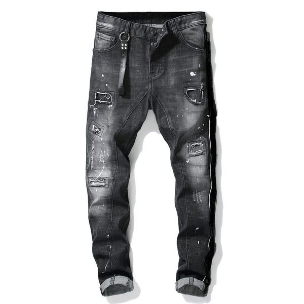 mens luxury designer jeans denim black ripped pants the version fashion broken hole italy brand bike designerr5sf, Blue
mens luxury designer jeans denim black ripped pants the version fashion broken hole italy brand bike designerr5sf, Blue