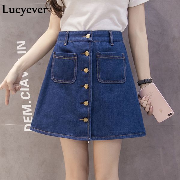 lucyever denim women mini skirt summer vintage high waist korean single button pockets blue jeans a-line office ladies saia 2019, Black
lucyever denim women mini skirt summer vintage high waist korean single button pockets blue jeans a-line office ladies saia 2019, Black