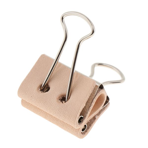 1pcs Stainless Steel Clips With Leather Paper File Binder Clips Office Supplies