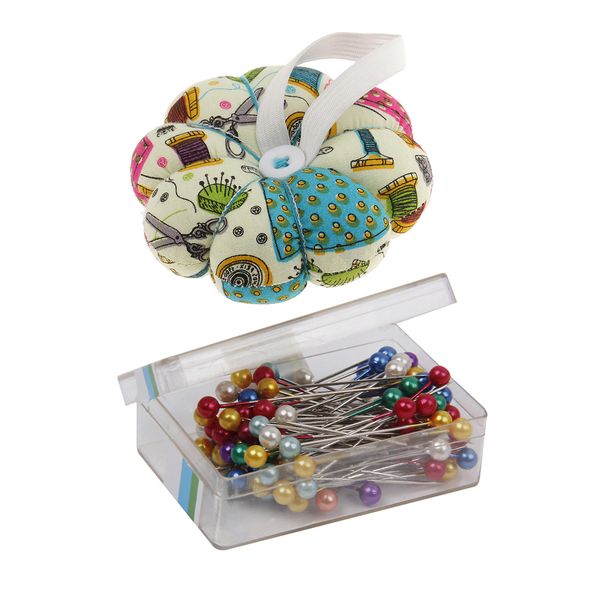 80 pieces multicolor pearl head sewing pins with 1piece pumpkin pin cushion, Black
80 pieces multicolor pearl head sewing pins with 1piece pumpkin pin cushion, Black