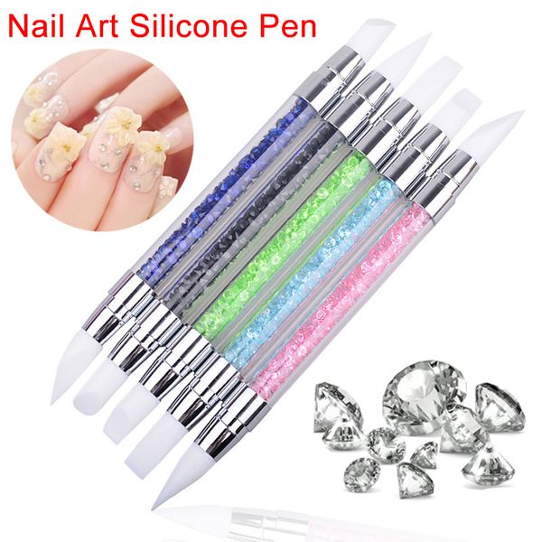 2 way rhinestone crystal nail art brush pen silicone head hollow carving dotting tools 88, Silver
2 way rhinestone crystal nail art brush pen silicone head hollow carving dotting tools 88, Silver