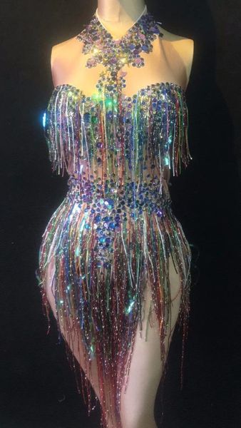 colorful fringes rhinestones bodysuit women stage dance costume nightclub dance female singer show bright leotard dress, Black;red
colorful fringes rhinestones bodysuit women stage dance costume nightclub dance female singer show bright leotard dress, Black;red