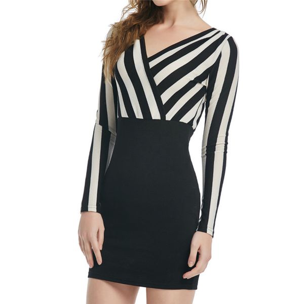 autumn dress women elegant long sleeve cross dresses vintage elegant v-neck black and white stripes dresses party night dress vestidos new, Black;gray
autumn dress women elegant long sleeve cross dresses vintage elegant v-neck black and white stripes dresses party night dress vestidos new, Black;gray