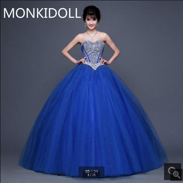 new arrival royal blue ball gown heavily crystals prom dress strapless princess puffy sweetheart neck sweet 16 prom dresses 2017, Black
new arrival royal blue ball gown heavily crystals prom dress strapless princess puffy sweetheart neck sweet 16 prom dresses 2017, Black