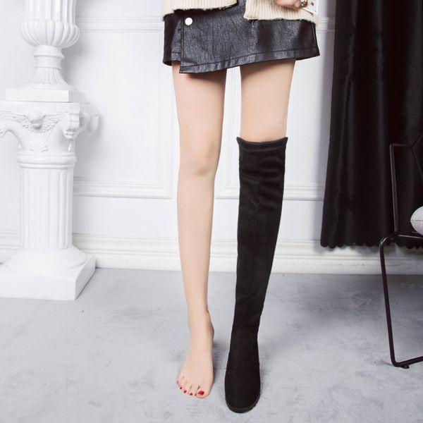 2019 winter new fashion elastic high tube long tube slim slimming suede over the knee growth boots women, Black
2019 winter new fashion elastic high tube long tube slim slimming suede over the knee growth boots women, Black