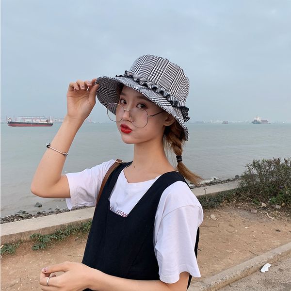 women men lattice pattern double brim lotus leaf edge sunhat couple street hip hop fishing hat mens panama sunhat new, Blue;gray
women men lattice pattern double brim lotus leaf edge sunhat couple street hip hop fishing hat mens panama sunhat new, Blue;gray