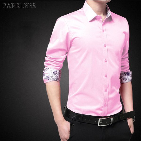 brand pink 100% cotton shirt for men business office work dress shirts mens slim fit long sleeve chemise patchwork floral camisa, White;black
brand pink 100% cotton shirt for men business office work dress shirts mens slim fit long sleeve chemise patchwork floral camisa, White;black