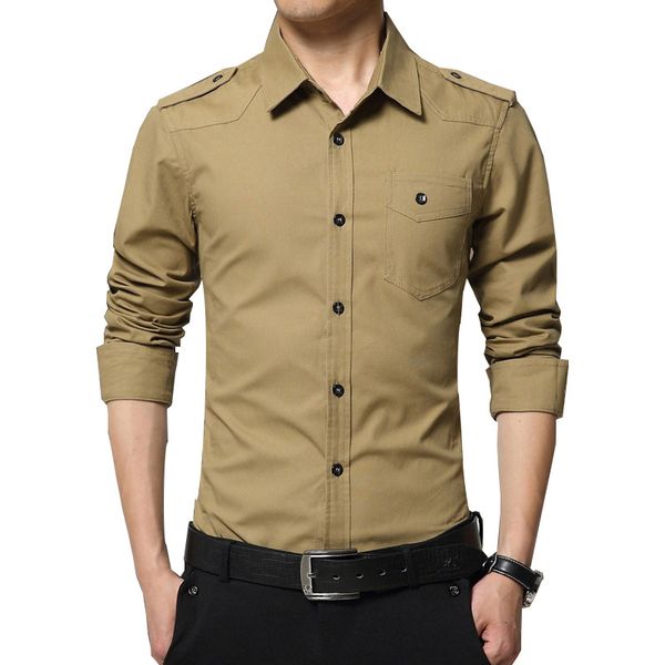 

2019 men's epaulette shirt fashion full sleeve epaulet shirt style 100% cotton army green shirts with epaulets, White;black