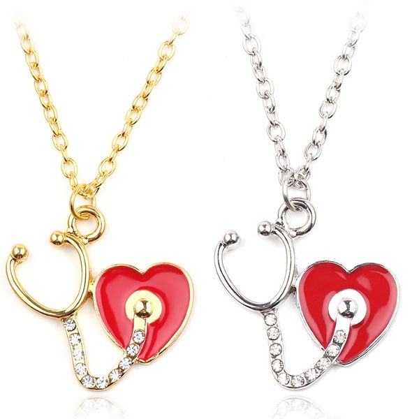 love heart stethoscope pendant neckalce jewelry lover gifts gold silver color chain necklaces dropshipping
love heart stethoscope pendant neckalce jewelry lover gifts gold silver color chain necklaces dropshipping