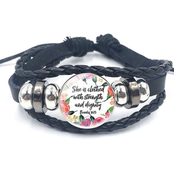 optional bible verse time gem bracelet multi-layer woven leather bracelet birthday gift jewelry, Black
optional bible verse time gem bracelet multi-layer woven leather bracelet birthday gift jewelry, Black