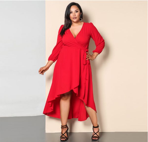 europe and america cross 2019 large women's dress v-neck knitted long sleeve irregular lace up dress, Black;gray
europe and america cross 2019 large women's dress v-neck knitted long sleeve irregular lace up dress, Black;gray