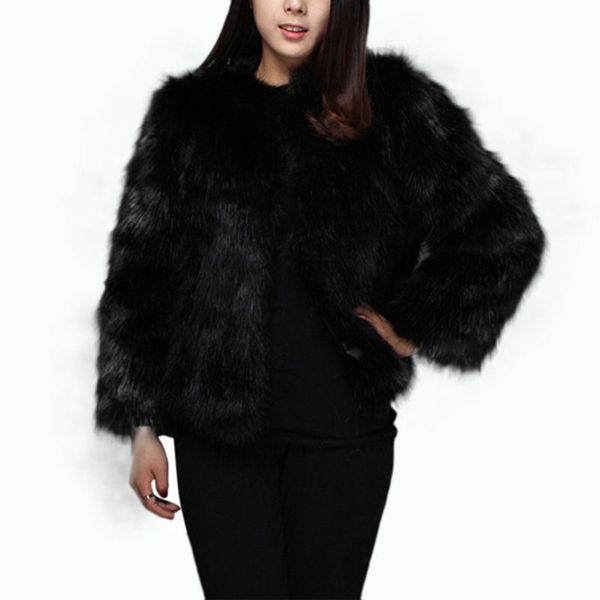 women's solid color elegant three quarter sleeve short faux fur coat 2019 fashion winter warm fur jacket overcoat outerwear, Black
women's solid color elegant three quarter sleeve short faux fur coat 2019 fashion winter warm fur jacket overcoat outerwear, Black