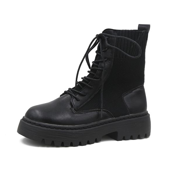 boots women's knitted boots 2020 autumn new fashion british style wild lace up thick bottom stitching short, Black
boots women's knitted boots 2020 autumn new fashion british style wild lace up thick bottom stitching short, Black