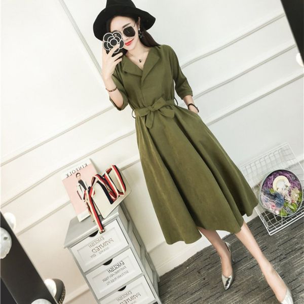 new korean fashion blue green dress half sleeve everyday casual belt dresses femme autumn suede midi dresses for women, White;black
new korean fashion blue green dress half sleeve everyday casual belt dresses femme autumn suede midi dresses for women, White;black