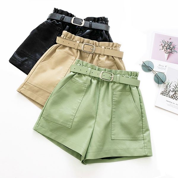 fashion ladies pu shorts with belt 2019 autumn winter women shorts elastic high waist casual femme pantalon pu wh70, White;black
fashion ladies pu shorts with belt 2019 autumn winter women shorts elastic high waist casual femme pantalon pu wh70, White;black