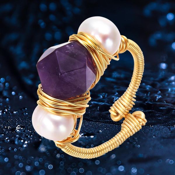 seven girl original design amethyst pearl ring baroque fresh water pearl ring for women party gift handmade creative rings, Golden;silver
seven girl original design amethyst pearl ring baroque fresh water pearl ring for women party gift handmade creative rings, Golden;silver