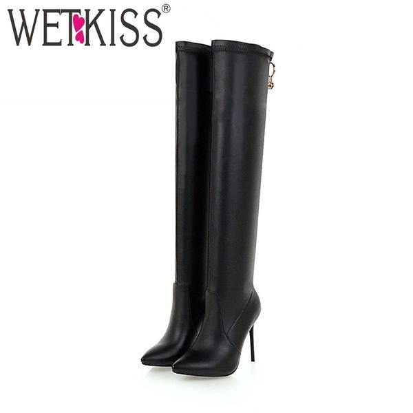 wetkiss over the knee women boots pointed toe pu footwear thin high heels female boot party shoes women 2018 plus size 46, Black
wetkiss over the knee women boots pointed toe pu footwear thin high heels female boot party shoes women 2018 plus size 46, Black