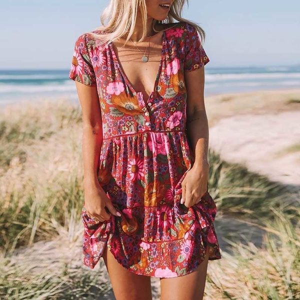 summer dress woman clothes daisy red foral print v neck button front sleeve rayon above knee mini women dress chic vestidos new, Black;gray
summer dress woman clothes daisy red foral print v neck button front sleeve rayon above knee mini women dress chic vestidos new, Black;gray