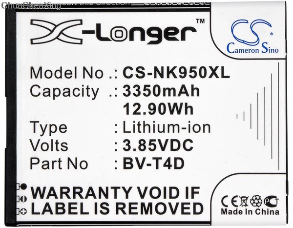 cameron sino 3350mah battery bv-t4d for nokia cityman, lumia 950 xl, lumia 950 xl dual sim
cameron sino 3350mah battery bv-t4d for nokia cityman, lumia 950 xl, lumia 950 xl dual sim