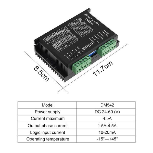 

dm542 stepper motor driver controller for 57 86 series 2-phase digital stepper motor driver dc 24-60 v 4.5a durable