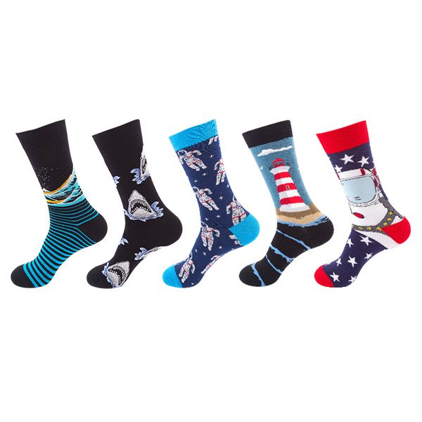 men's socks 1 pair combed cotton cartoon animal astronaut stars waves sea geometric novelty happy funny, Black
men's socks 1 pair combed cotton cartoon animal astronaut stars waves sea geometric novelty happy funny, Black