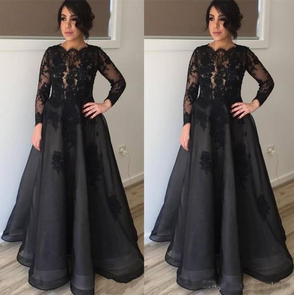 Modest Black Long Sleeves Mother Of the Bride Dresses Lace Appliques Scoop Neckline Floor Length Mother Formal Evening Dresses Party Gowns
Modest Black Long Sleeves Mother Of the Bride Dresses Lace Appliques Scoop Neckline Floor Length Mother Formal Evening Dresses Party Gowns