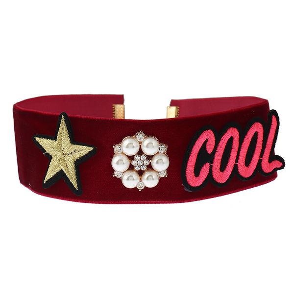 new trendy fashion luxury designer exaggerated embroidery rose diamond pearl cute star woman velvet choker statement necklace, Silver
new trendy fashion luxury designer exaggerated embroidery rose diamond pearl cute star woman velvet choker statement necklace, Silver