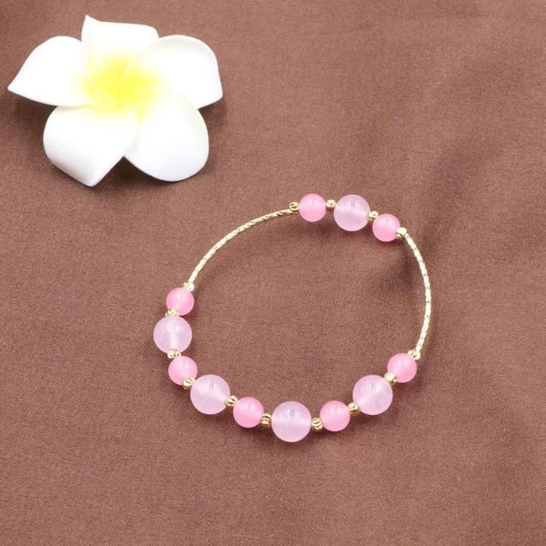 minimalist pink crystal beads bracelet charms natural stone jades bracelets for women handmade casual wrist jewelry 7.5" b298, Golden;silver
minimalist pink crystal beads bracelet charms natural stone jades bracelets for women handmade casual wrist jewelry 7.5" b298, Golden;silver