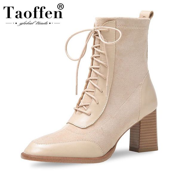 taoffen real leather women ankle boots thick heel patchwork lacing office pure ladies shoes women casual footwear size 34-39, Black
taoffen real leather women ankle boots thick heel patchwork lacing office pure ladies shoes women casual footwear size 34-39, Black