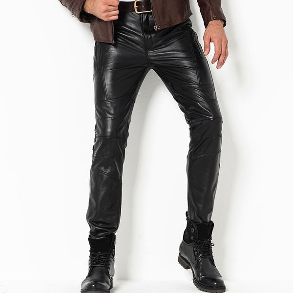 men's pants genuine leather men motorcycle biker thick warm with fleece autumn winter fashion casual slim trousers, Black
men's pants genuine leather men motorcycle biker thick warm with fleece autumn winter fashion casual slim trousers, Black