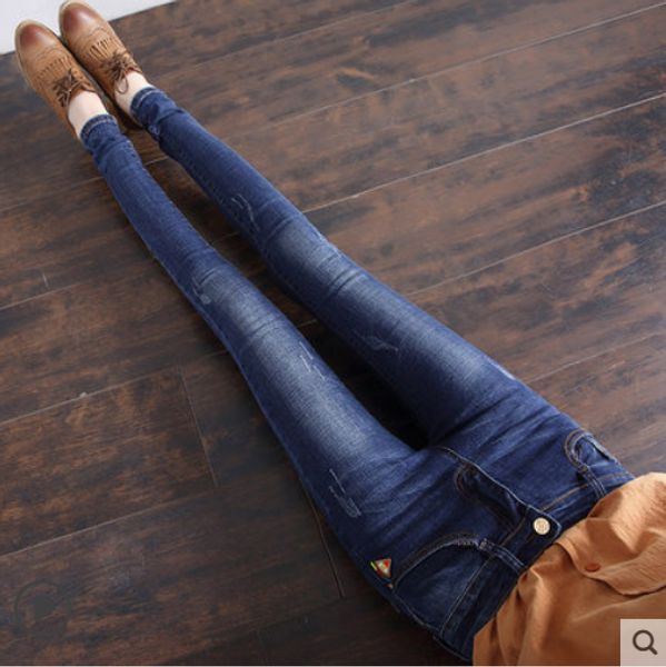 the blue female jeans trousers show tight little feet tall waist dress students nine points pants 
the blue female jeans trousers show tight little feet tall waist dress students nine points pants