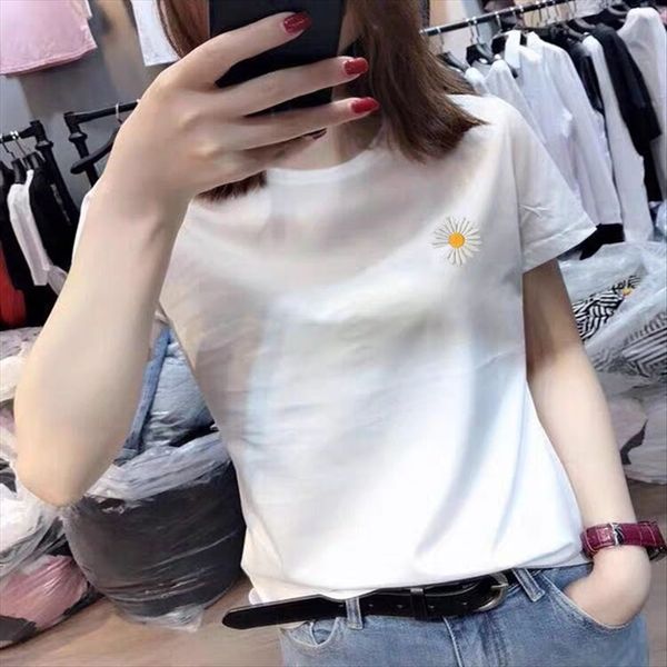 summer t-shirt 2020 european embroidery short-sleeved t-shirt women's daisy loose cotton ins fashion tie, White
summer t-shirt 2020 european embroidery short-sleeved t-shirt women's daisy loose cotton ins fashion tie, White