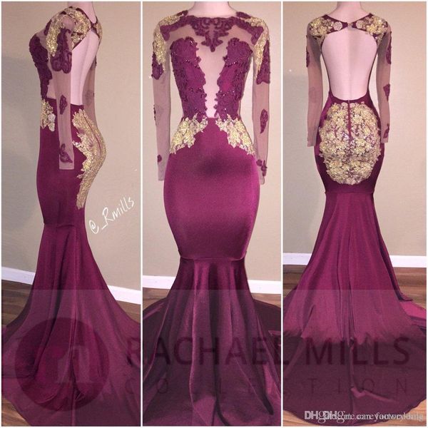 new arrival burgundy sheer long sleeves prom dress mermaid gold applique long sleeves sweep train formal dresses evening wear party gowns, Black;red
new arrival burgundy sheer long sleeves prom dress mermaid gold applique long sleeves sweep train formal dresses evening wear party gowns, Black;red