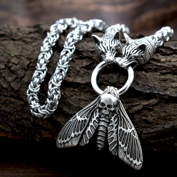 stainless steel wolf head pendant skull moth necklace talisman ethnic jewelry, Silver
stainless steel wolf head pendant skull moth necklace talisman ethnic jewelry, Silver