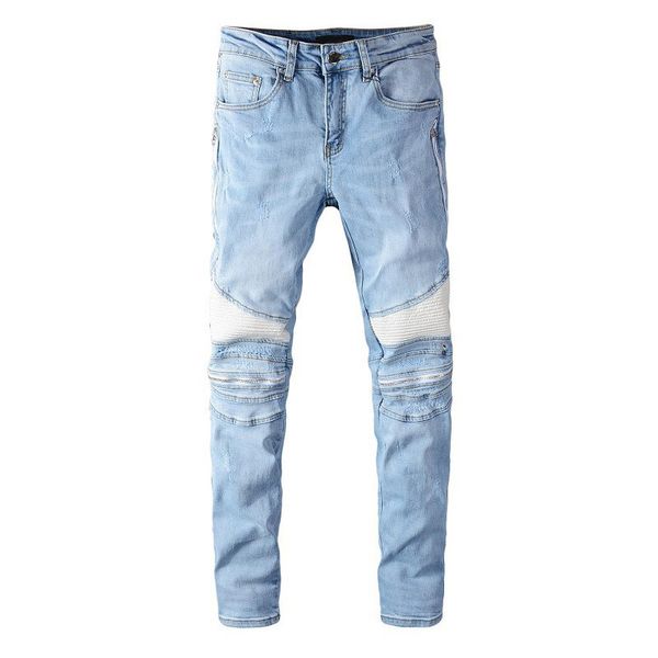 kiovno men high street biker jeans pants knee zipper patchwork denim trousers for male streetwear size 28-40, Blue
kiovno men high street biker jeans pants knee zipper patchwork denim trousers for male streetwear size 28-40, Blue