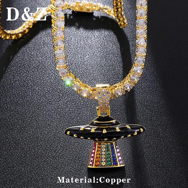 d&z micro paved colorful cubic zirconia alien ufo pendant necklace for men's hip hop iced out jewelry bijoux, Silver
d&z micro paved colorful cubic zirconia alien ufo pendant necklace for men's hip hop iced out jewelry bijoux, Silver