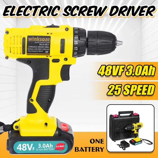 25+1 48v cordless electric screwdriver cordless drill 200w li-ion battery handheld impact drill power driver led lighting tools
25+1 48v cordless electric screwdriver cordless drill 200w li-ion battery handheld impact drill power driver led lighting tools