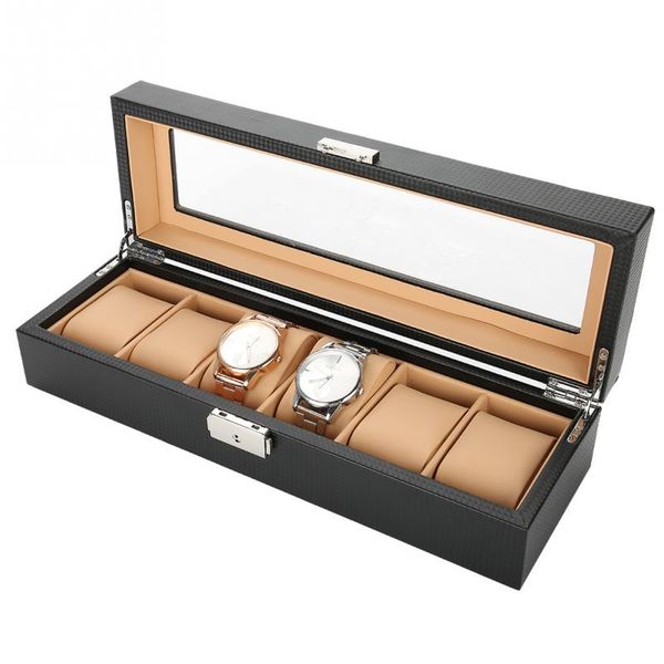 6 grids carbon fiber pu leather watch holder wristwatch display case storage box organizer
6 grids carbon fiber pu leather watch holder wristwatch display case storage box organizer