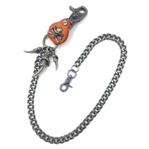 men's motorcyle keychain jean biker wallet belts chain skull charm gothic rock skull pants trousers waist key men's ye52, Silver