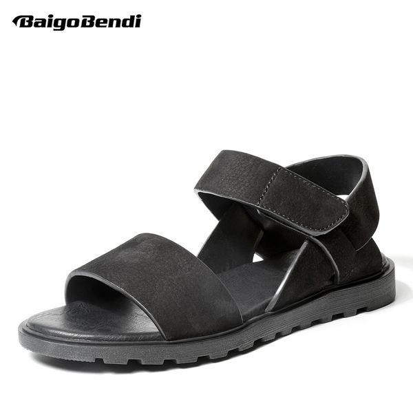 retro genuine leather british style mens hook loop sandal casual summer -tongs sandals man open toe beach shoes, Black
retro genuine leather british style mens hook loop sandal casual summer -tongs sandals man open toe beach shoes, Black