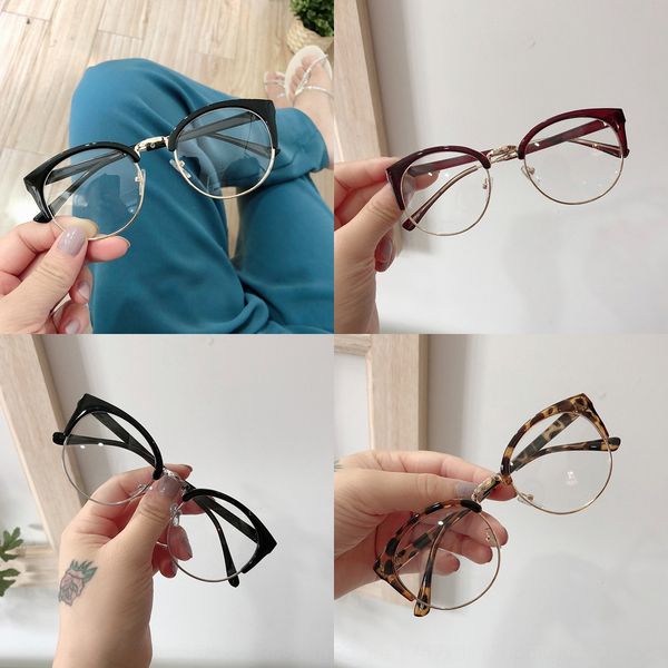 2019 metal half- plain cat's eye frame popular glasses men's and women's glasses frame, Silver
2019 metal half- plain cat's eye frame popular glasses men's and women's glasses frame, Silver