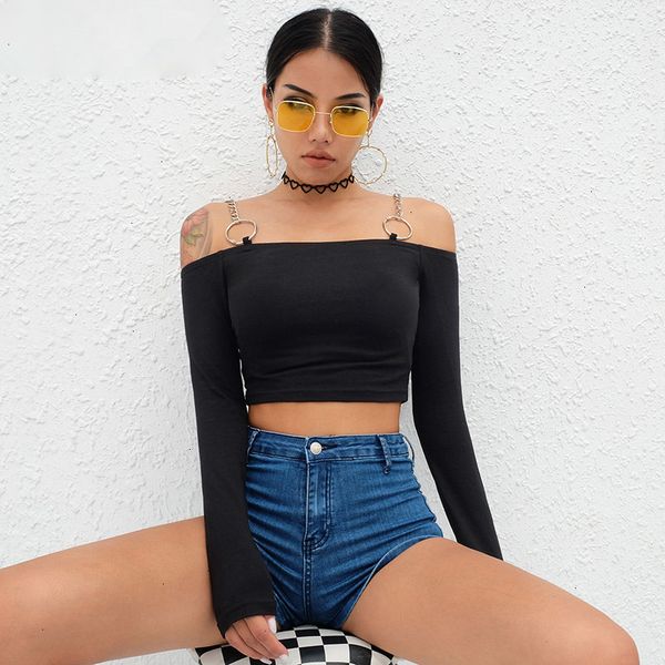 women women shirts vogue off de lange mouwen crop t shirt slash hals tees herfst zwart metalen koreaanse tshirt, White
women women shirts vogue off de lange mouwen crop t shirt slash hals tees herfst zwart metalen koreaanse tshirt, White