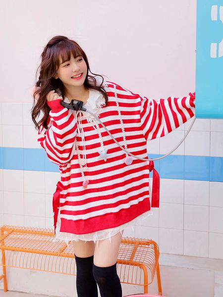 princess sweet lolita sweater spring sweet soft sister bow tie striped sweater collage wind lantern sleeves loose warm vc270, White;black
princess sweet lolita sweater spring sweet soft sister bow tie striped sweater collage wind lantern sleeves loose warm vc270, White;black