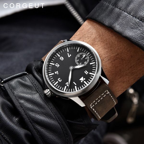 corgeut fashion leather mechanical watch 17 jewels seagull 6497 hand winding mechanical watches luminous men wristwatches, Slivery;brown
corgeut fashion leather mechanical watch 17 jewels seagull 6497 hand winding mechanical watches luminous men wristwatches, Slivery;brown