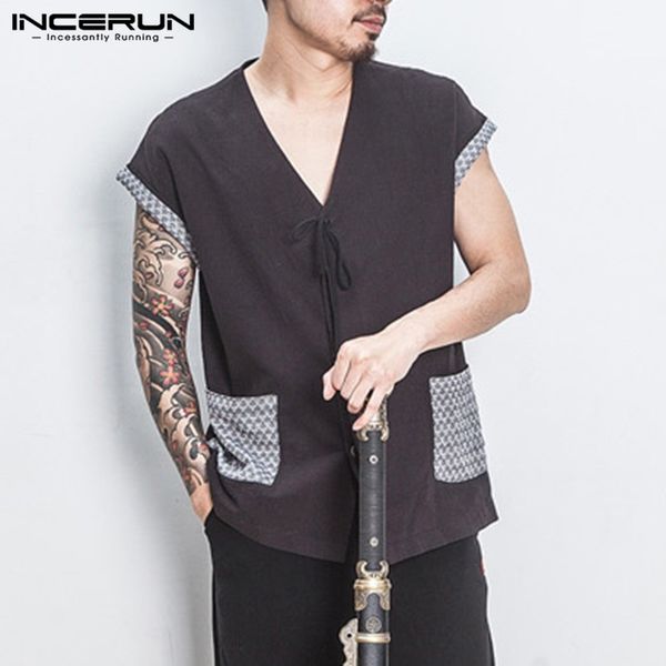 incerun chinese style short sleeve men t shirt pockets vintage cotton v neck casual tee men loose t-shirt harajuku 2019, White;black
incerun chinese style short sleeve men t shirt pockets vintage cotton v neck casual tee men loose t-shirt harajuku 2019, White;black